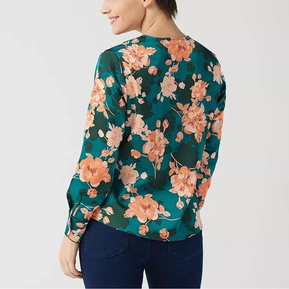 LAURIE FELT FLORAL FRONT RUFFLE BLOUSE LARGE - Picture 2 of 6